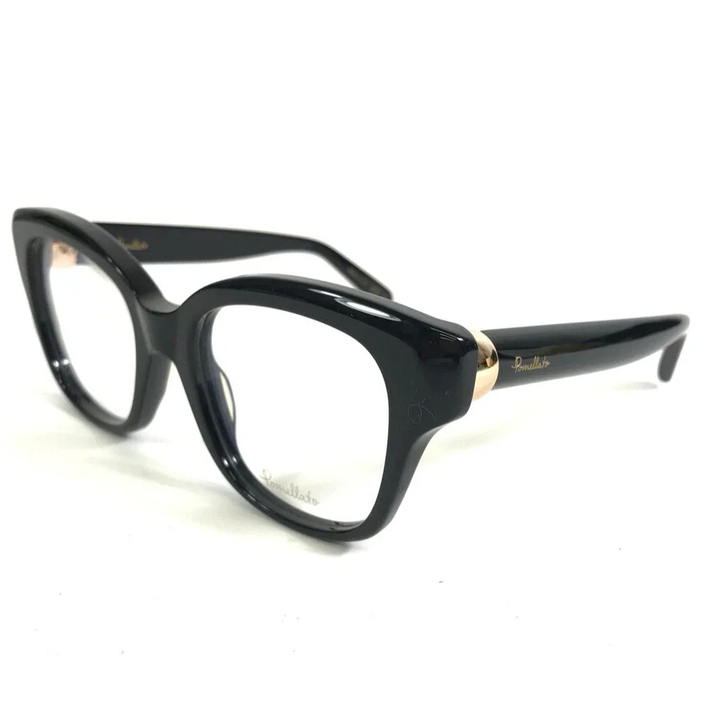 Pomellato Eyeglasses Frames PM0121O 001 Shiny Black Butterfly Full Rim 52-19-140